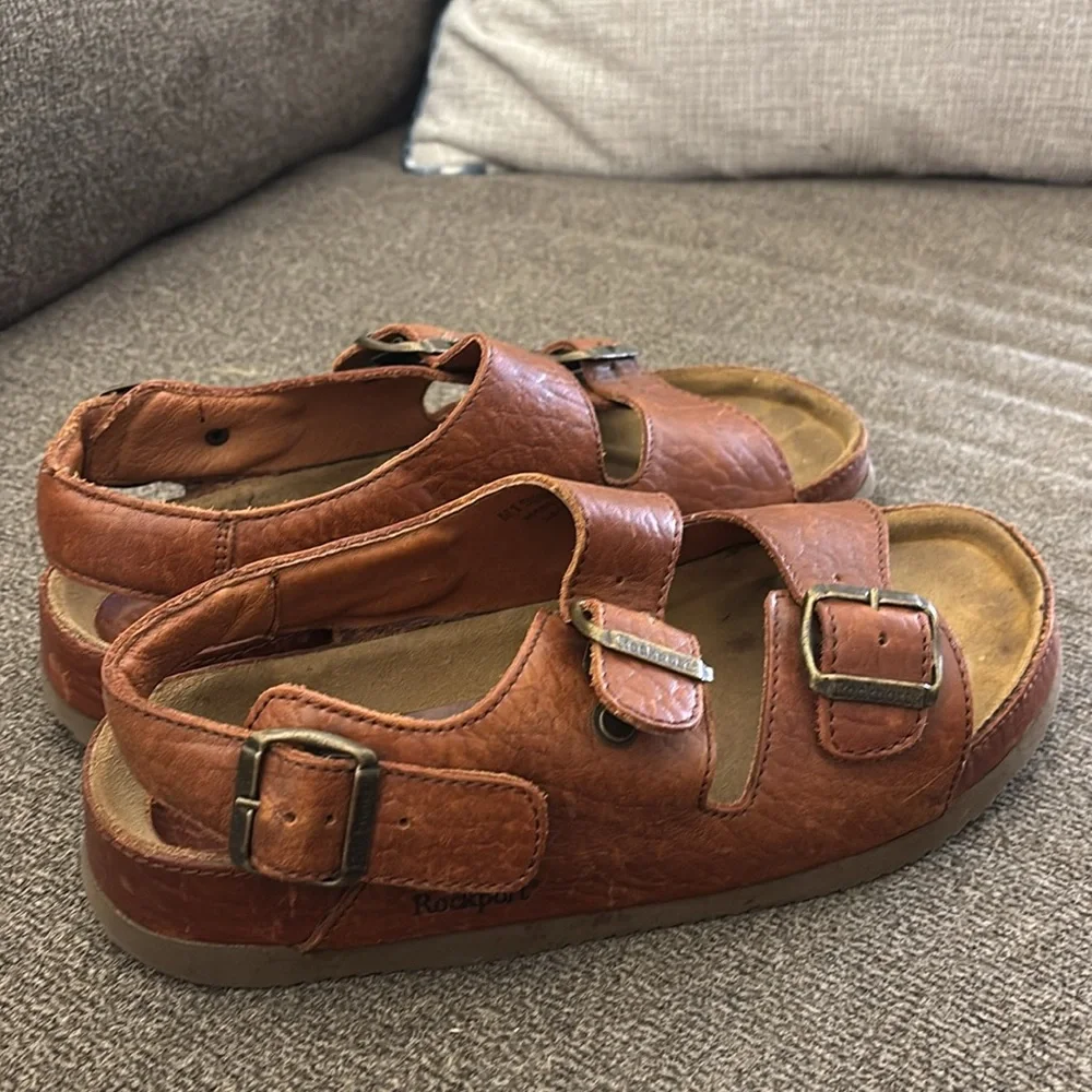 Rockport #M1909‎ brown Leather Men’s Sandals Size 10